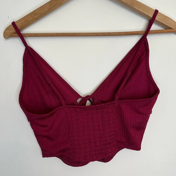 Urban outfitters Women's Burgundy Lace-Up Top size medium - Picture 4 of 4
